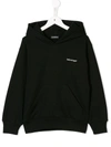 Balenciaga Kids' Logo-printed Cotton Hoody 4-10 Years In Black/ White