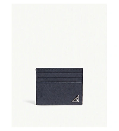 Prada Saffiano Leather Card Holder In Black