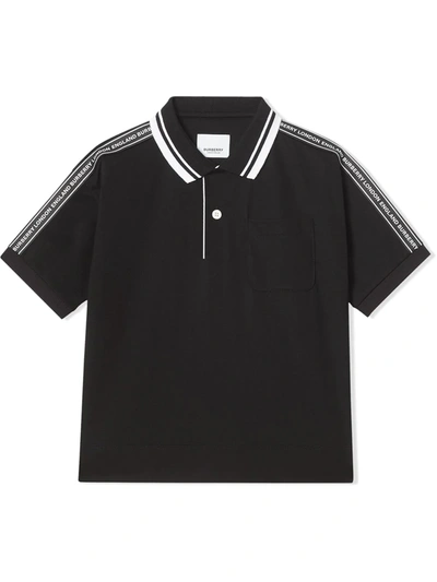 Burberry Kids' Boy's Alford Polo Shirt W/ Logo Taping In Black