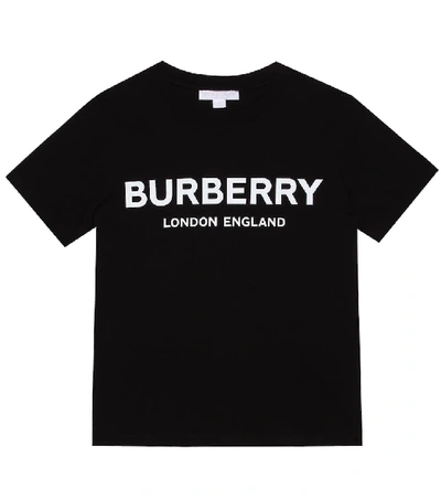 Burberry Kids' Logo Print Cotton T-shirt In Black | ModeSens