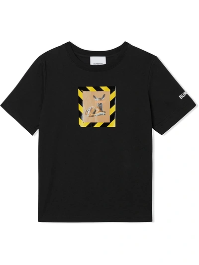 Burberry Kids' Deer-print Cotton-jersey T-shirt 3-14 Years In Black