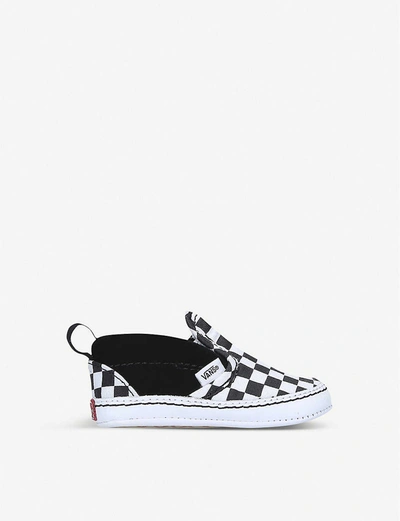 Vans Boys Selfridges Says Kids Chequer Slip-on Suede-canvas Shoes 0-1 Years Visible In Black/true White