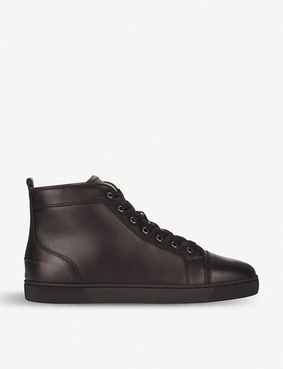 Christian Louboutin Mens Black Louis Leather High-top Trainers In Black/blac