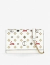 Christian Louboutin Paloma Clutch Calf Emp/sp Loubinthesky In Snow/red-gold