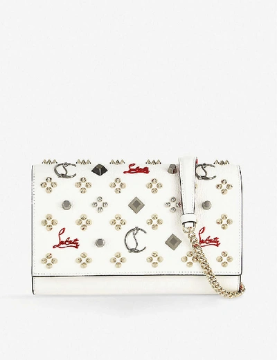 Christian Louboutin Paloma Clutch Calf Emp/sp Loubinthesky In Snow/red-gold