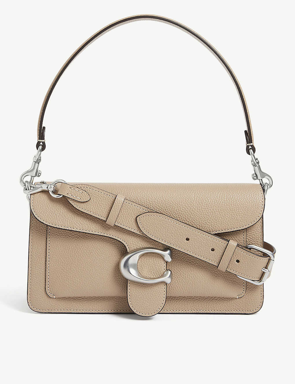 taupe leather shoulder bag