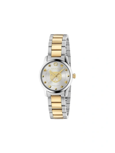 Gucci Women's G-timeless Stainless Steel & Yellow Gold Pvd Tiger Dial Bracelet Watch/44mm In Golden Coating