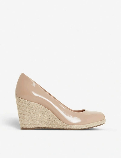Dune Annabella Patent-leather Espadrille Wedge Sandals In Nude-patent Synthetic