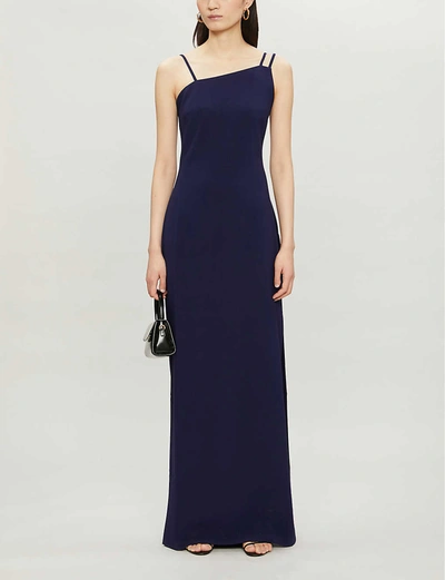 Ted Baker Strap-detail Stretch-crepe Maxi Dress In Navy