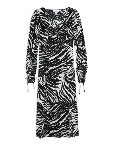 Topshop Zebra-print Crepe Midi Dress In Black