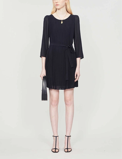 Claudie Pierlot Womens Black Rififiplissee Crepe Midi Dress 8