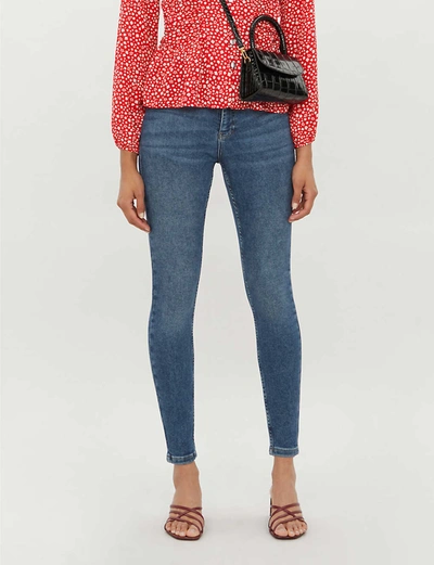 Whistles Faded Skinny Mid-rise Jeans In Blue