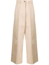 Max Mara Sovrana Off-white Wide-leg Twill Trousers In Neutrals