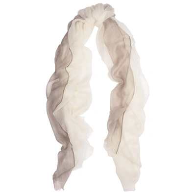 Denis Colomb Feather Toosh Striped Fine-knit Cashmere Scarf In Ivory