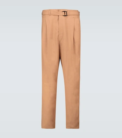 Lemaire Pleated Pants With Belt In Beige