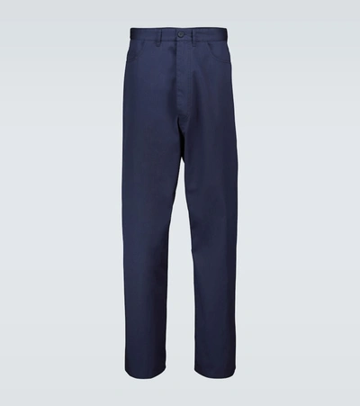 Balenciaga Wide-leg Cotton Twill Chino Pants In Blue