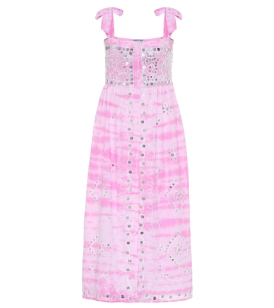 Juliet Dunn Embellished Tie-dye Cotton Midi Dress In Pink