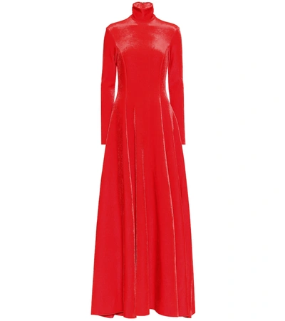 Balenciaga Ballroom Bonded Velvet Gown In Red