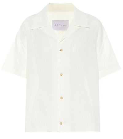 Asceno Prague Short-sleeved Organic-linen Shirt In Printed