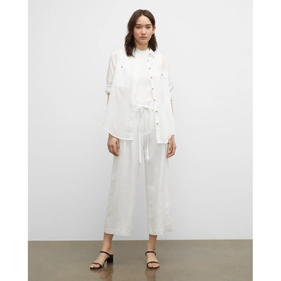 Club Monaco Paperbag Waist Wide Leg Crop Pants In White