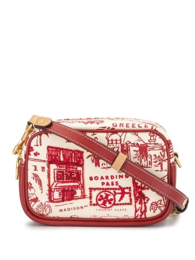 Tory Burch Mini Perry Printed Canvas Crossbody Bag In Red Destination