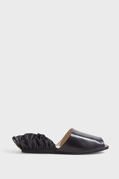 Ruban Ruffled Leather Sandals In Black