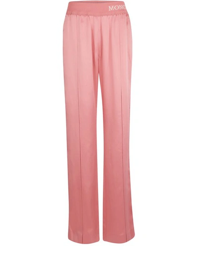 Moncler Satin Track Pants In Pink