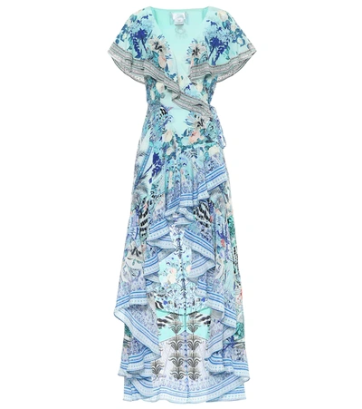 Camilla Asymmetric Crystal-embellished Silk Crepe De Chine Wrap Maxi Dress In Wings Of
