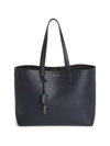 Saint Laurent Large Leather Shopper In Deep Marine