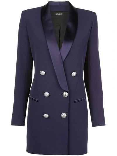 Balmain Structured Blazer Dress In Purple
