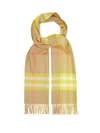 Burberry Yellow Check Print Cashmere Scarf