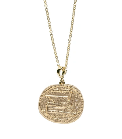 Azlee Voyager Large Coin Necklace In Gold