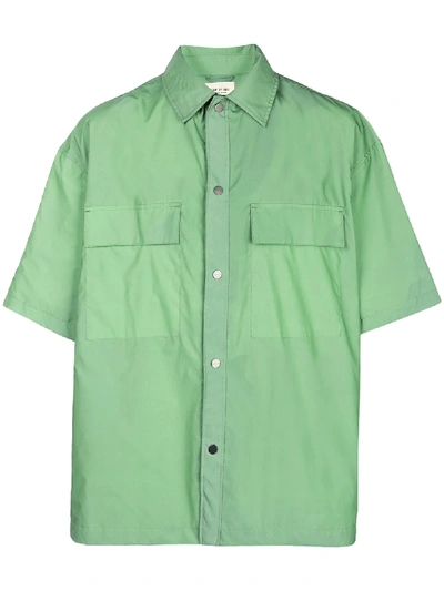 Fear Of God Oversized Nylon Shirt Army Iridescent In Green