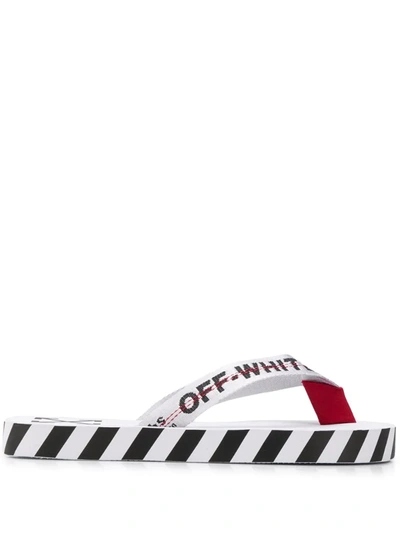 Off-white Industrial Logo Flip Flops In White