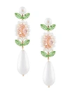 Simone Rocha Crystal Embellished Pear Drop Earrings White Green In Not Applicable