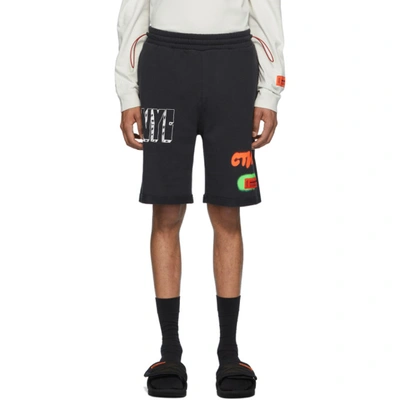 Heron Preston Men's Ctnmb Spray Graphic Fleece Shorts In Black,orange,green