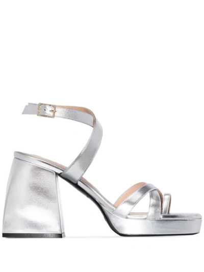 Nodaleto Silver Bulla 85 Metallic Leather Sandals