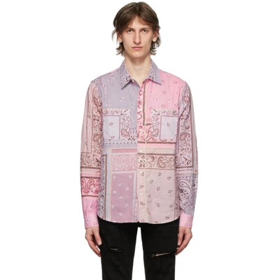 Amiri Reconstructed Bandana Print Cotton Flannel Shirt In Lav