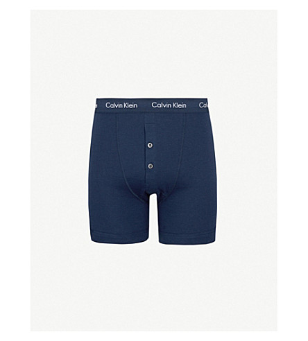 Calvin Klein Mens Navy Button-fly Cotton-jersey Boxer Briefs Xl | ModeSens