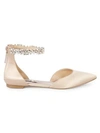 Badgley Mischka Edge Embellished Satin D'orsay Flats In Nude