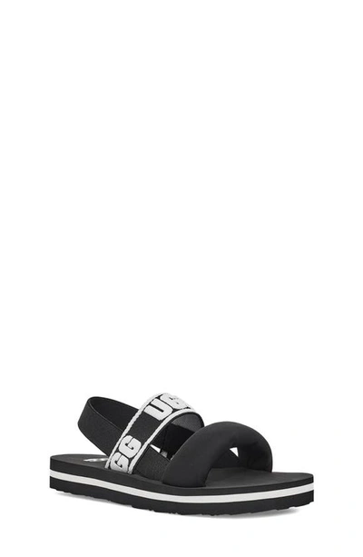 Ugg Kids' Zuma Logo Slingback Sandal In Black