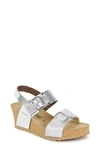 Mephisto Lissandra Platform Wedge Sandal In Nickel Star Leather