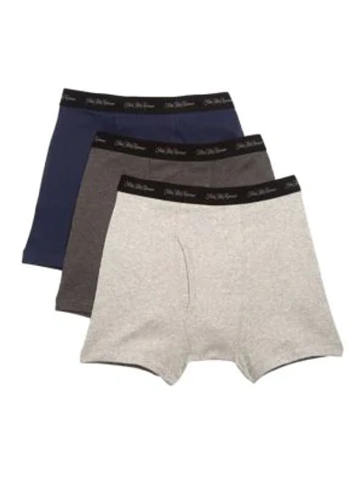 Saks Fifth Avenue Collection 3-pack Boxer Briefs In Navy Grey Heather Light Grey Heather