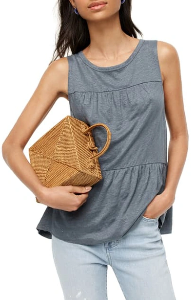 J.crew Tiered Linen Tank In Skylark Blue