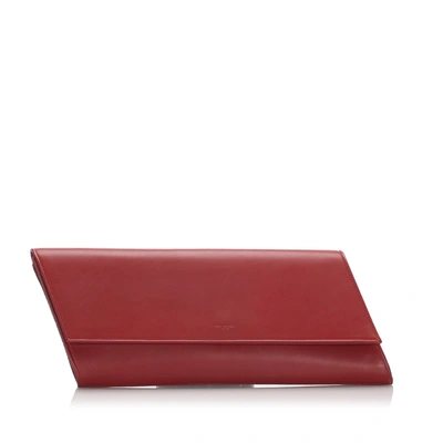 Pre-owned Ysl Leather Diagonale Clutch Bag In Burgundy