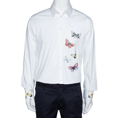 Pre-owned Dolce & Gabbana White Cotton Butterfly Applique Button Front Shirt Xxl