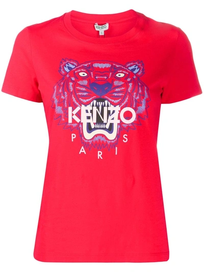 Kenzo Tiger-print Cotton-jersey T-shirt In Red