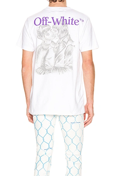 Off-white Pencil Kiss Short Sleeve Tee In White & Multi