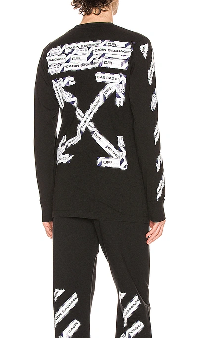 Off-white Airport Tape Long Sleeve Tee In Black & Multi