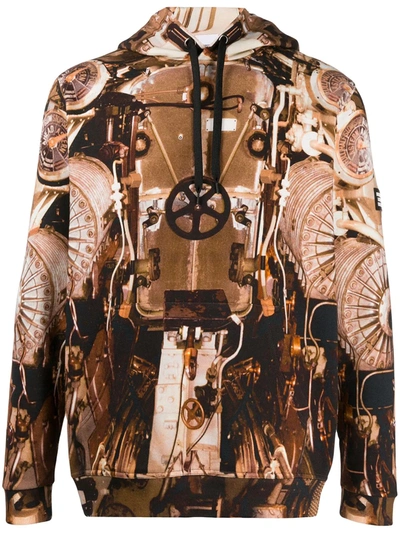 Burberry Printed Cotton Jersey Hoodie In Brown,white